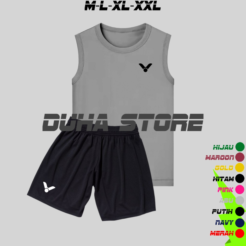 Setelan Jersey Singlet Baju Olahraga Badminton Volley Voli Bulutangkis Victor Sport Unisex