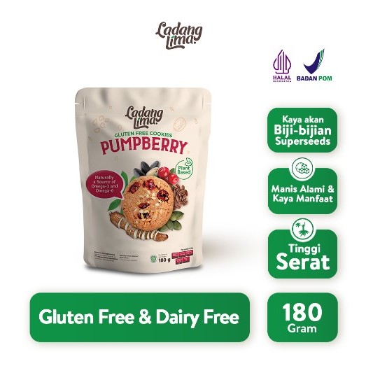 

Ladang Lima Pumpberry Cookies 180 gram - Cookies Gluten Free