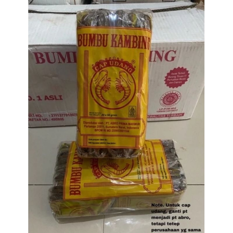 

Bumbu kambing cap Udang asli per pack (20X50gr)