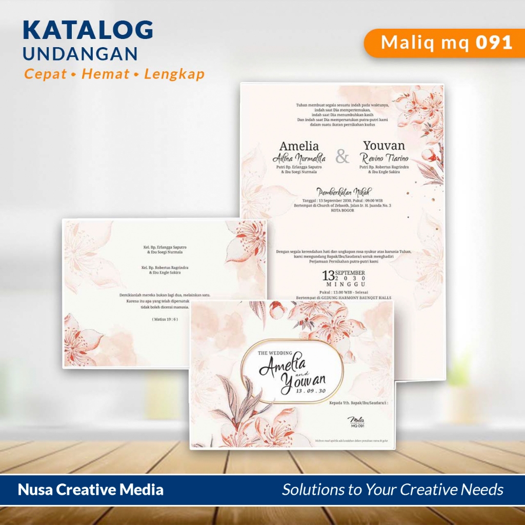

CETAK UNDANGAN PERNIKAHAN Maliq 91/92 - Cepat Hemat dan Berkualitas (Free design, plastik opp, packing) Kertas Cards