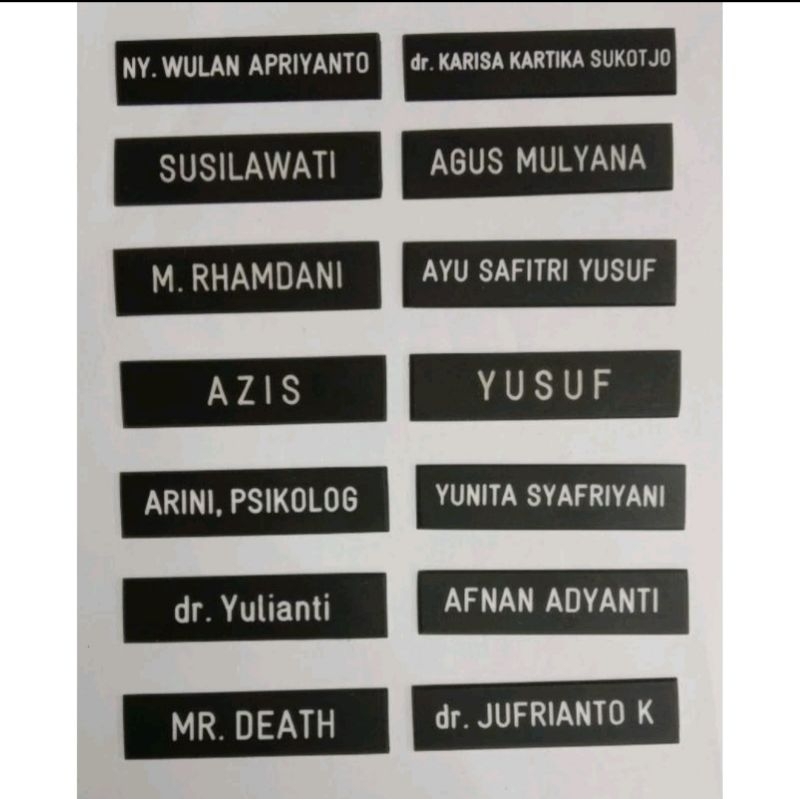 

Name Tag / Papan Nama Dada Doft Ukuran PNS