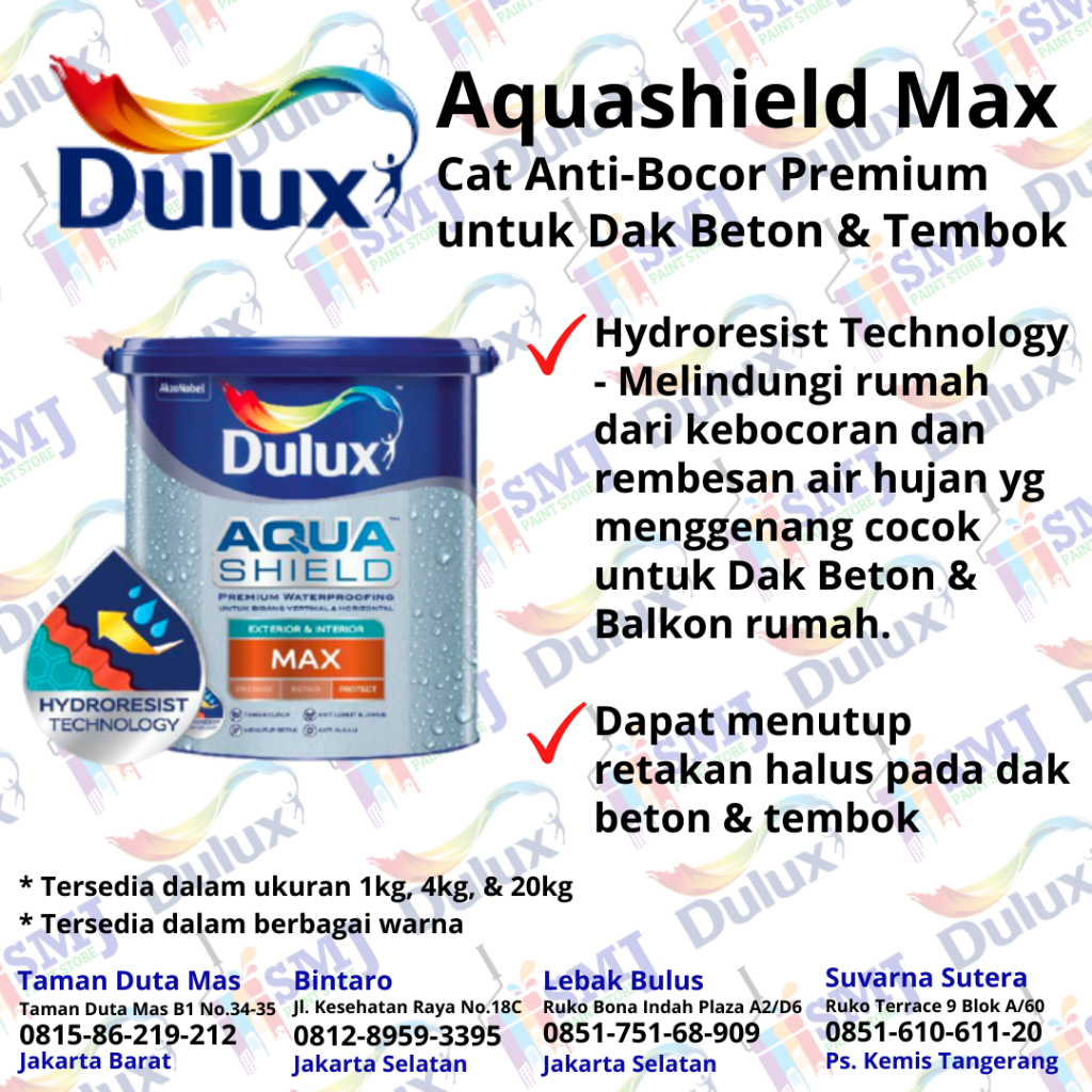 CAT PELAPIS ANTI BOCOR DULUX AQUASHIELD MAX WATERPROOFING 20 KG