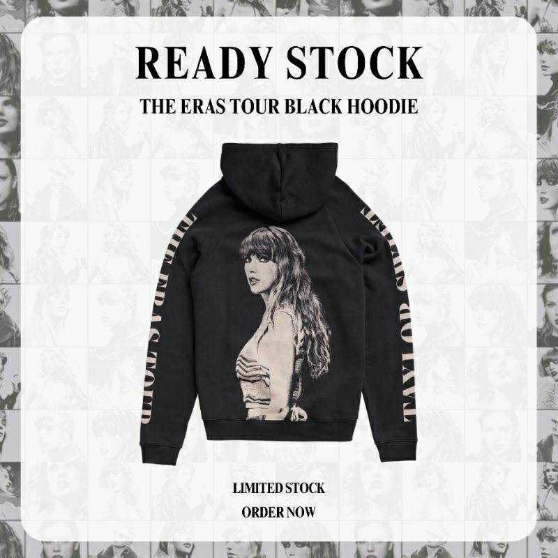 (LAST STOCK BANGET) Taylor Swift The Eras Tour Black Hoodie Official Merch tag Reputation Speak Now 