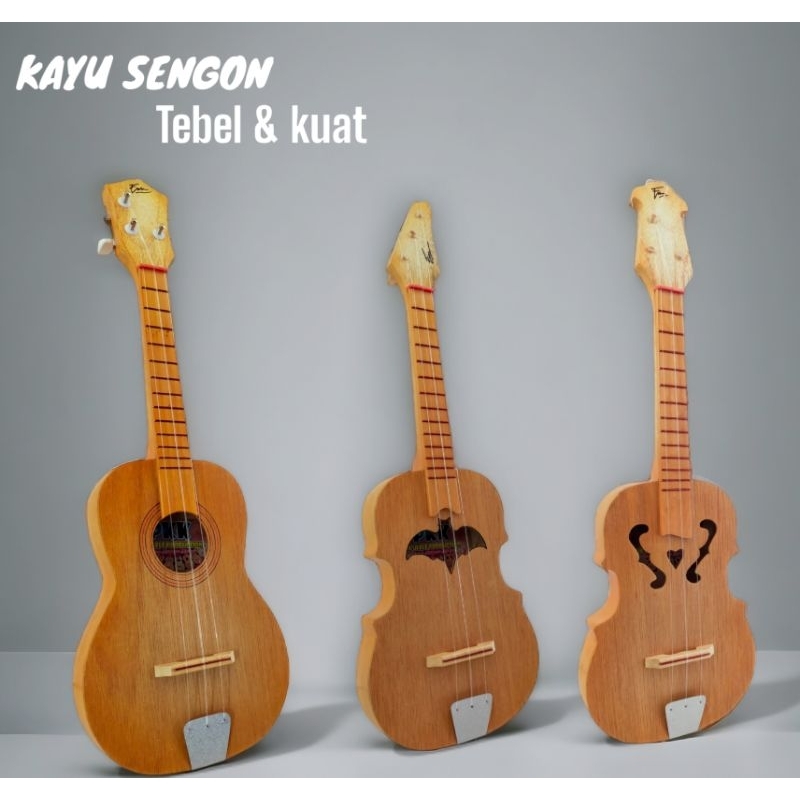 Ukulele/kentrung senar 3 kayu sengon tebal & kuat