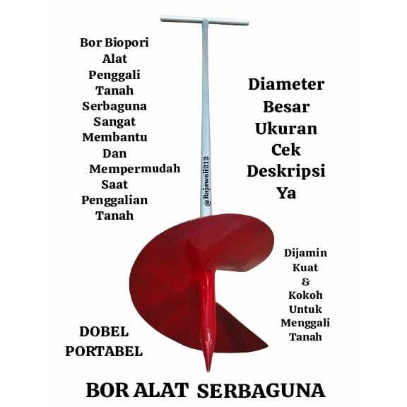 Alat Gali Bor Biopori Sumur Resapan Anti Banjir / Bor Biopori Alat Pelubang Tanah Diameter Besar 20c