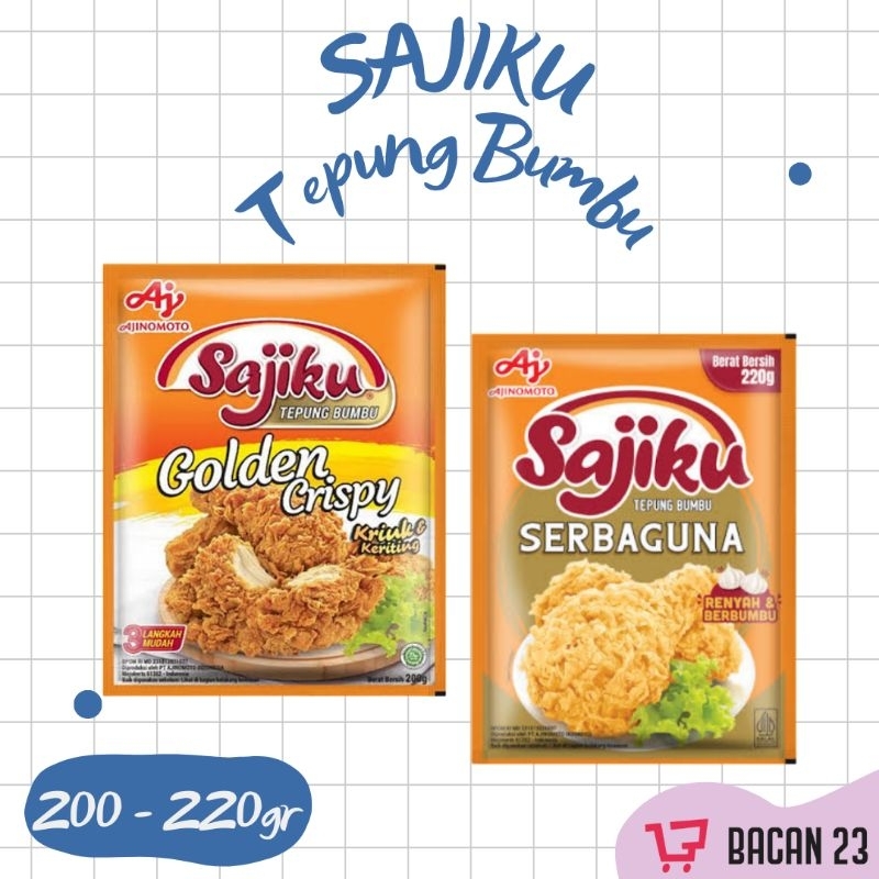 

Sajiku Tepung Bumbu (200gr - 220gr) (Serbaguna/Golden Crispy ) / Bacan 23 - Bacan