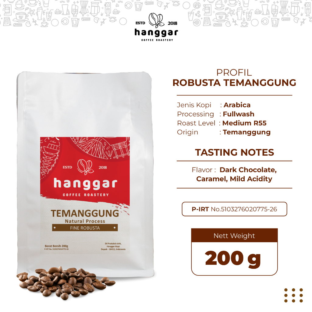 

Biji Kopi Coffe Roast Bean Robusta Temanggung Hanggar Roastery Original