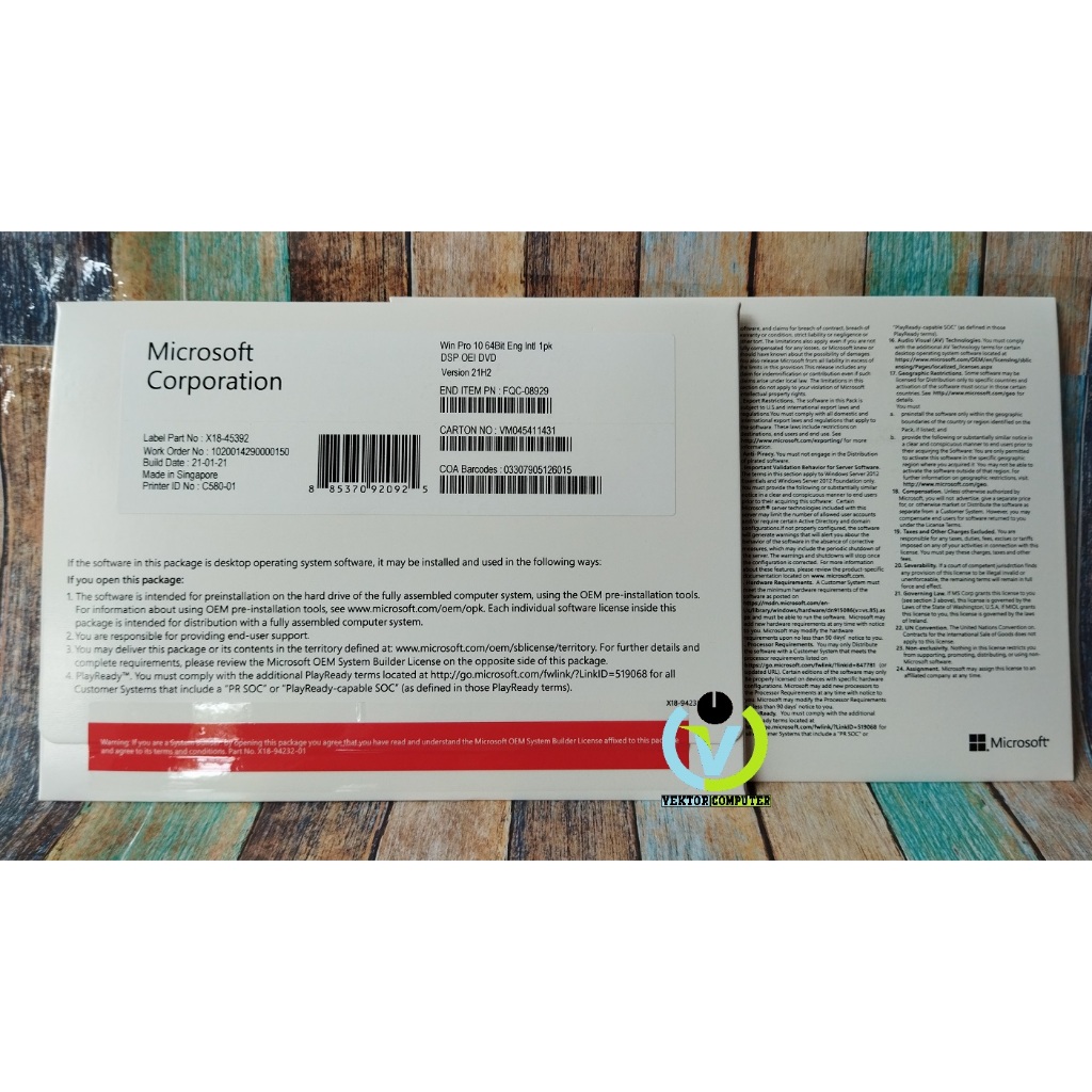 Windows 10 Pro With COA & DVD Original 64 Bit Full Box