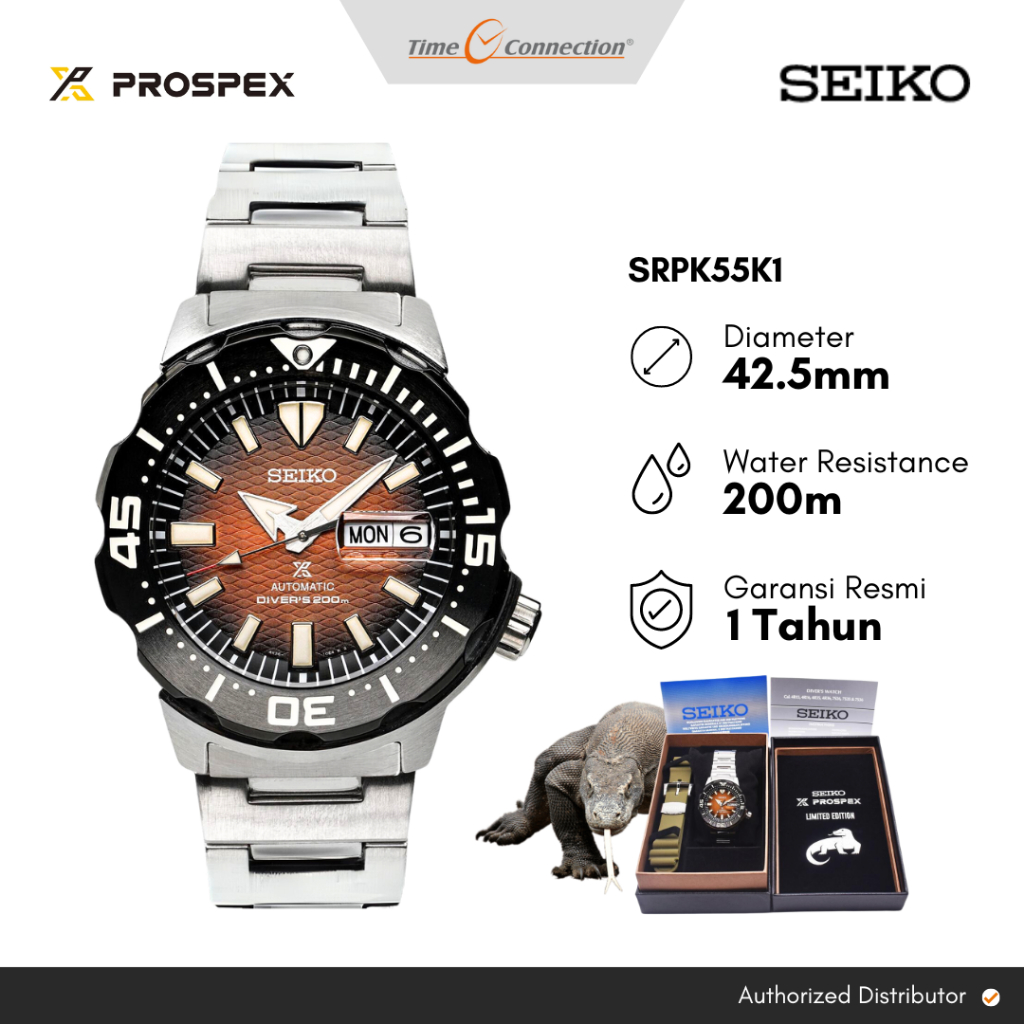 Seiko Prospex SRPK55K1 Komodo Limited Edition Original / Jam Tangan Pria Rantai Automatic SRPK55 Spe