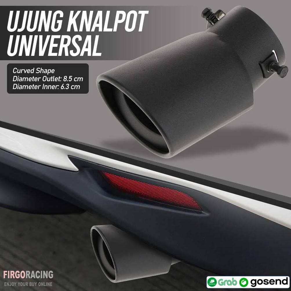 Ujung Knalpot Muffler Exhaust Tip Tailpipe Universal Car 15cm Lengkung