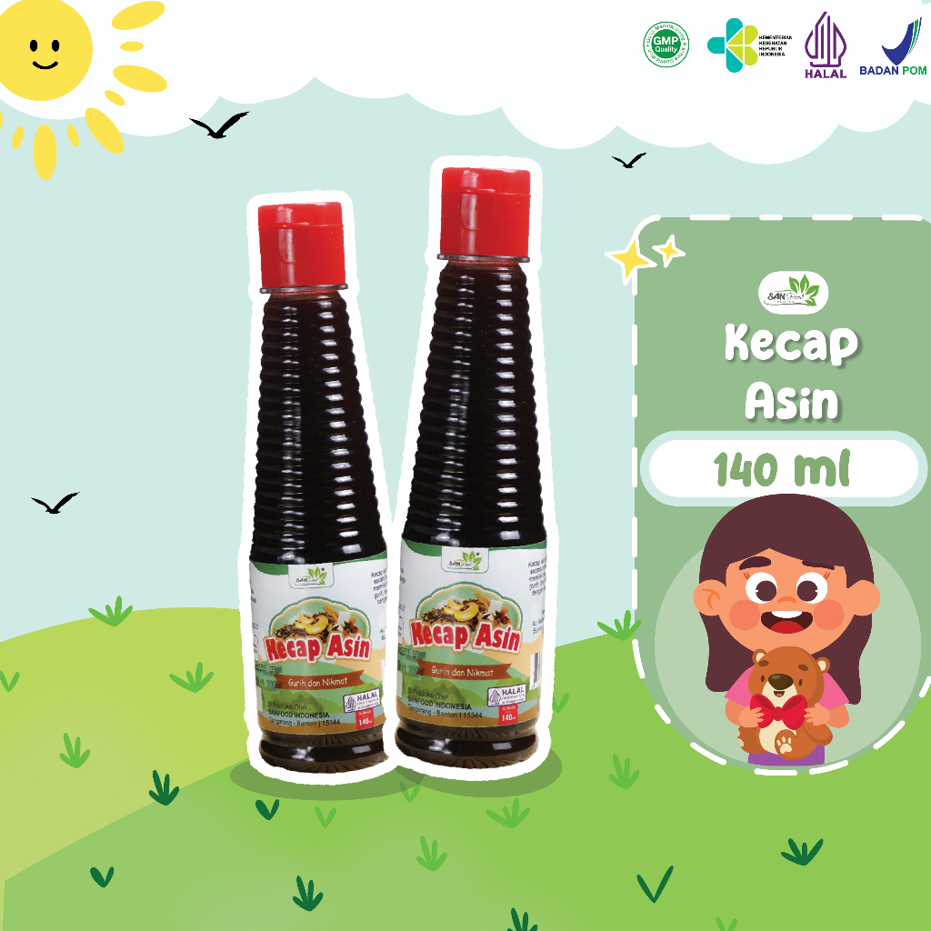 

[PAKET HEMAT 2 PCS] Kecap Asin 140 ml Sanfood Non MSG Non Pengawet Kecap kedelai Hitam Bumbu MPASI