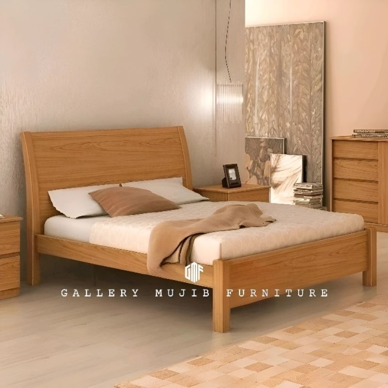 dipan tempat tidur minimalis kayu jati, rangka dipan jati, divan kayu - 160x200