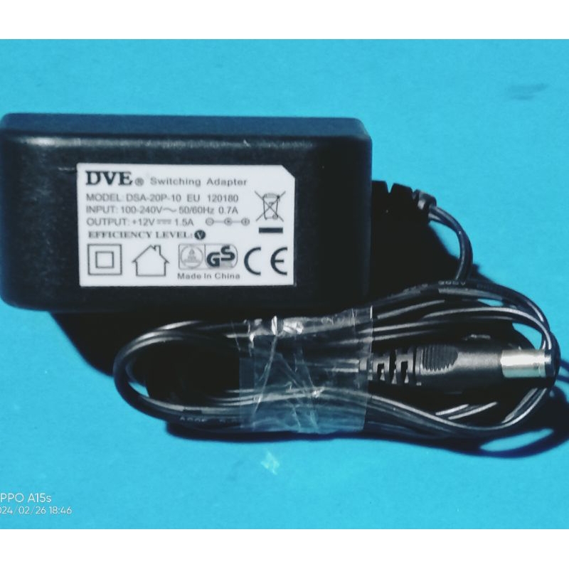 adaptor DVE 12V 1.5A bekas