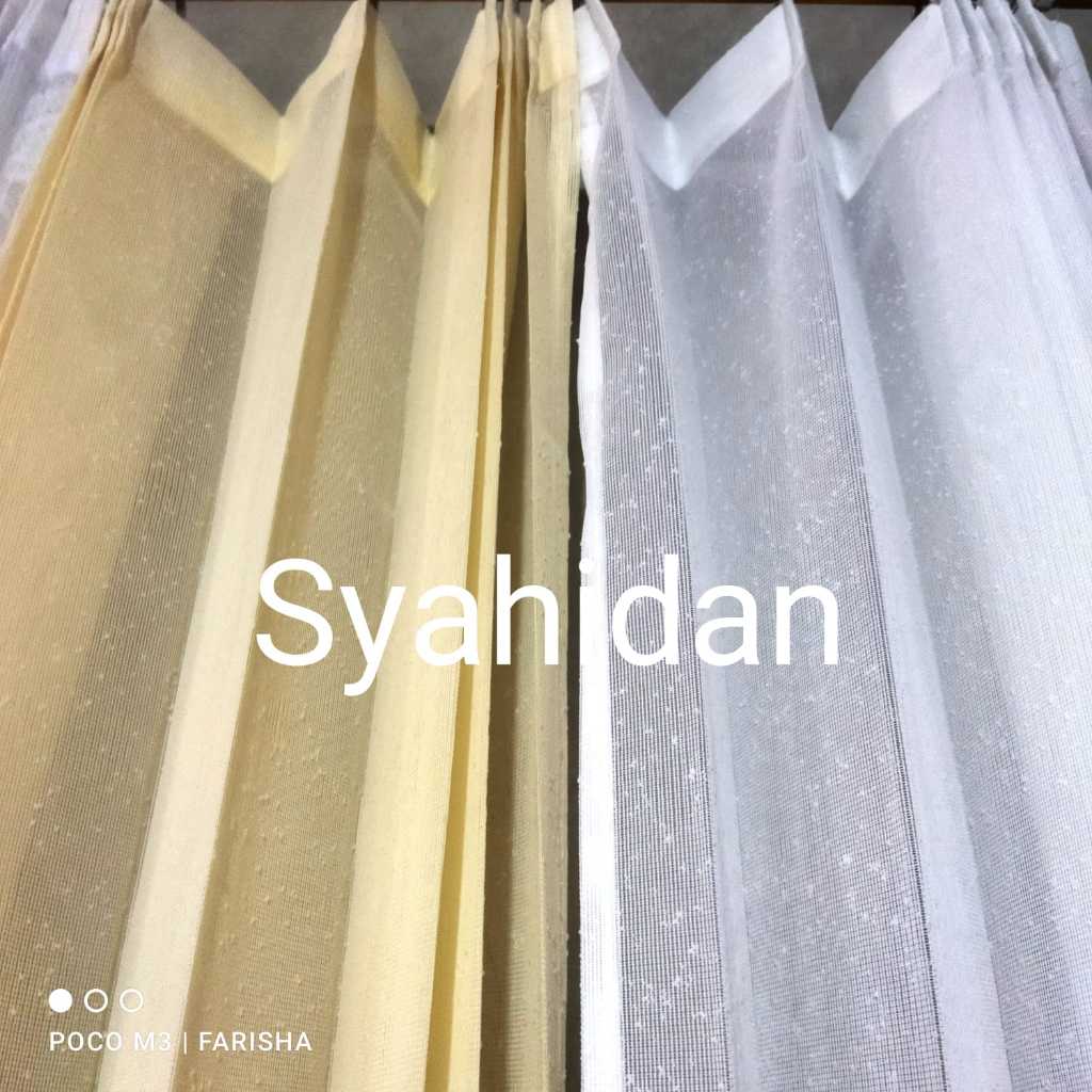 Gordeng Vitrase Transparan Kain Gorden Pelapis Kaca Motif Polos Salju Putih dan Cream Gratis Kawat S