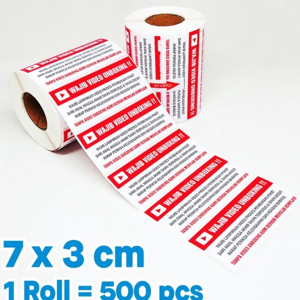 

1111 Stiker Label Wajib Video Unboxing 7 x 3 cm 1 roll isi 5 pcs