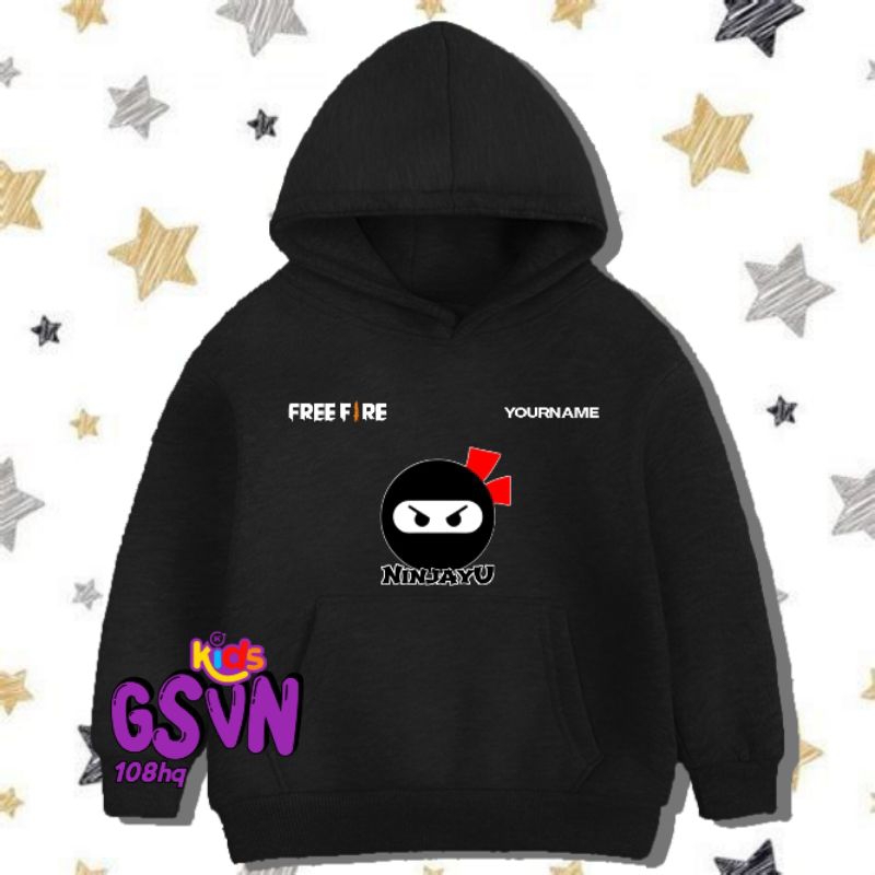 Jaket Anak - Hoodie Sweater Freefire FF Ninjayu Esport Garena Games Baju Kaos Free Fire Ninja Yu