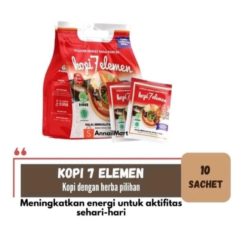 

Kopi 7 Elemen 10 sachet | Kopi Herbal Aman di Lambung | Kopi Sevel HNI BPOM