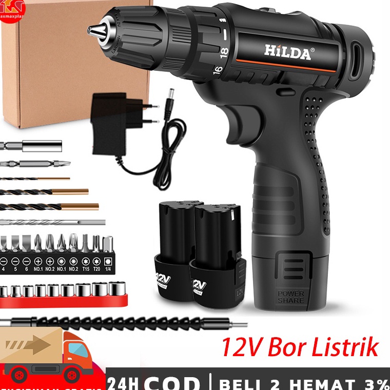 ART S5V 12V HILDA Mesin Bor Baterai Tangan Cordless12V Bor Baterai  Bor dampak  Mesin Bor Cordless  
