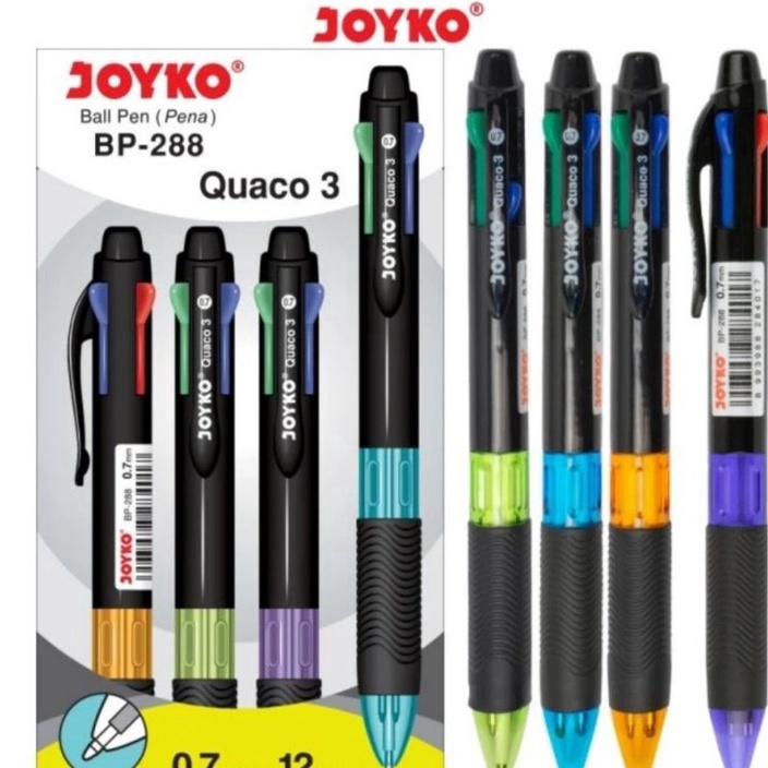 

Dijamin Ori Pulpen Joyko BP 288 Quaco 3 4 warna 1pak12pcs