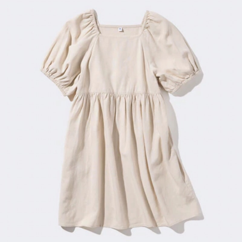 UNIQLO Kids Dress Gaun Anak Perempuan Linen Blend Gather