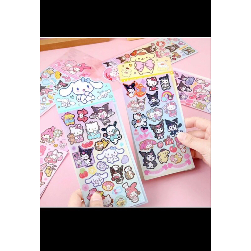 

stiker gliter karakter kuromi motif warna cantik dan blink stiker mono dekor dairy
