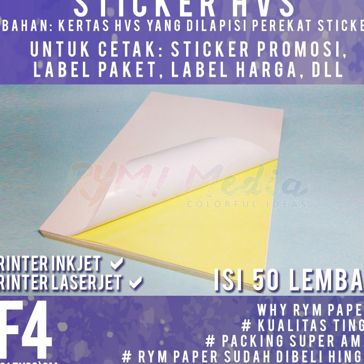 

C6369 Sticker HVS F4 isi 5 lembar Kertas Stiker Doff Matte Folio