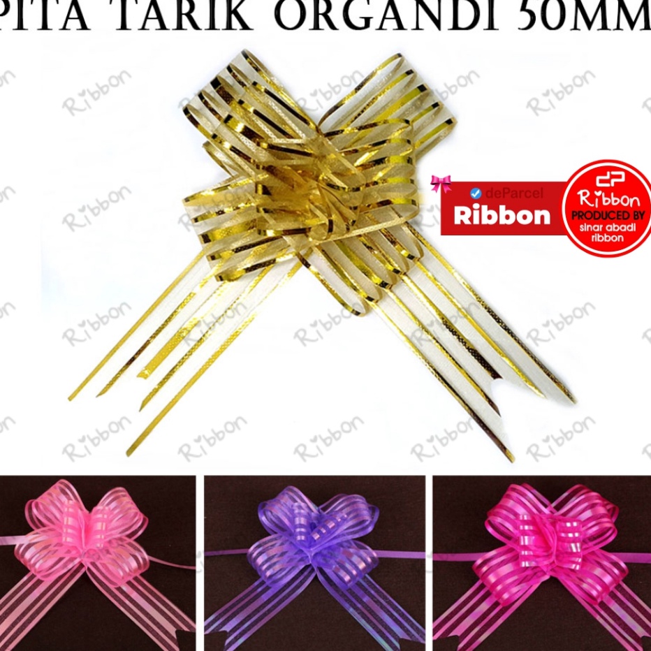 

Hemat besar tampil lebih baik Pita Tarik Organdi 5mm isi 1pcs Serut Besar Kain Kaca Metalik Organza