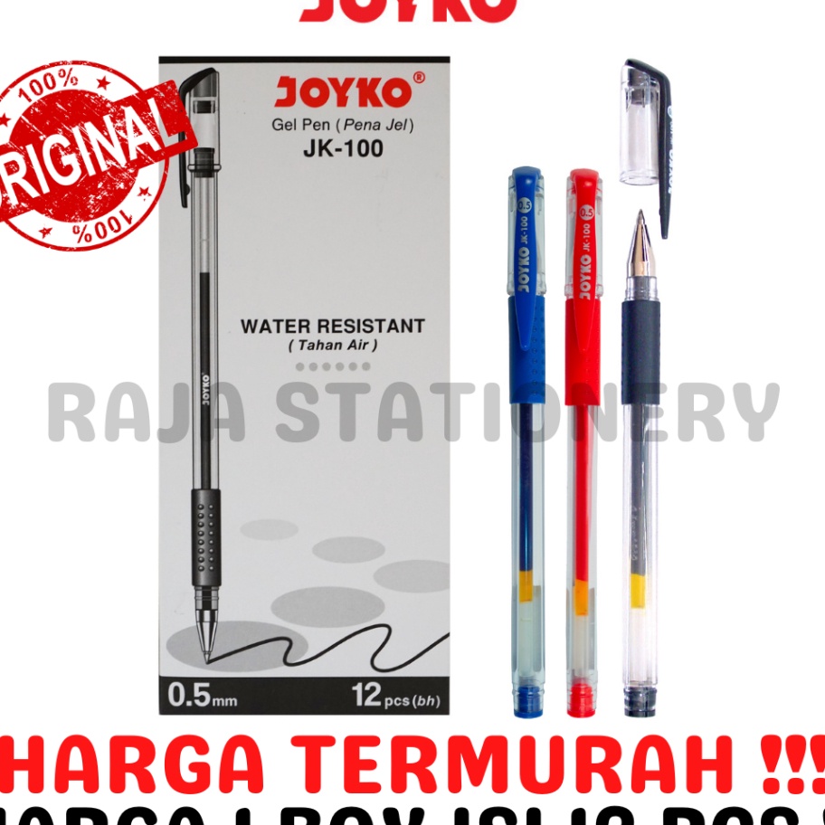 

55 COD JOYKO GEL PEN JK1 PEN BLACK BLUE RED PULPEN PENA JOYKO HITAM BIRU MERAH LUSIN 12PCS