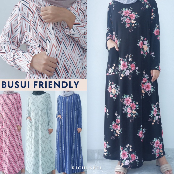 Pasti Dikirim  Baju Gamis Menyusui Bukaan Dada Kanan Kiri Bahan Spandek Crepe  BUSUI Rania Dress
