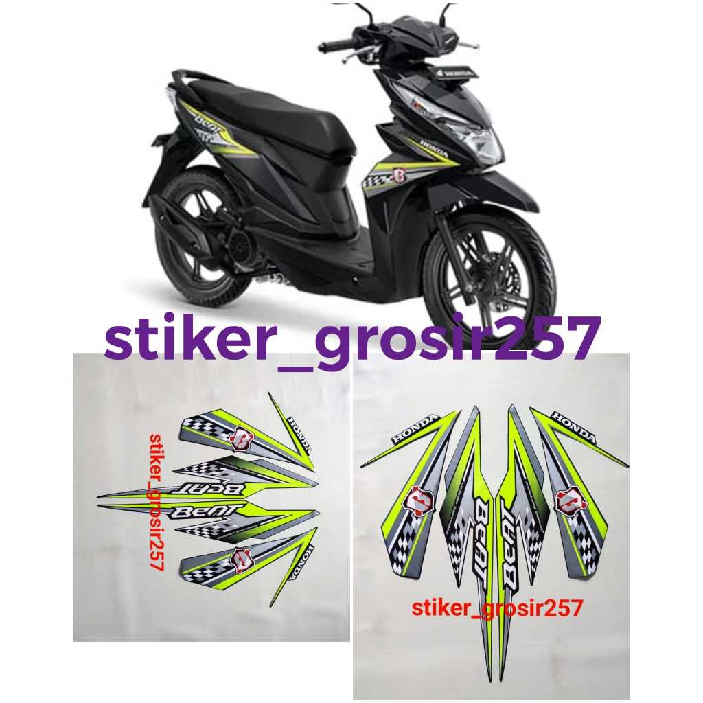 STIKER STRIPING & LIS BODY BEAT FI ESP 2018 HITAM HIJAU STANDAR