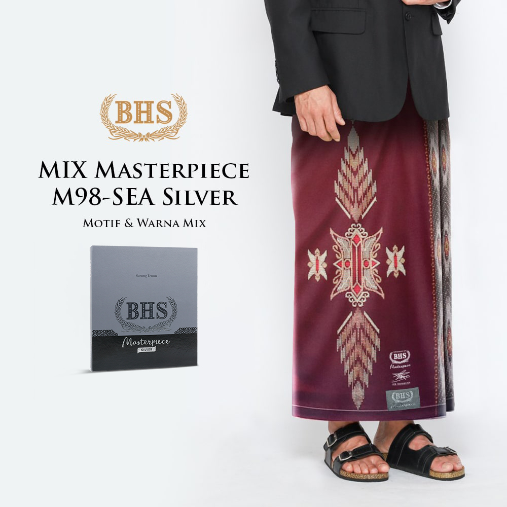 mall inline badgeSarung BHS Masterpiece Silver M98 SEA Motif &amp; Warna Mix / sarung bhs premium full 100% sutra / sarung bhs original / sarung batik / sarung tenun / sarung mangga / sarung wadimor / sarung gajah duduk / sarung atlas / sarung bhs asli sutra