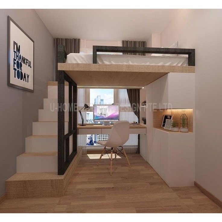 Kamar tidur tingkat dari besi / mezzanine minimalis