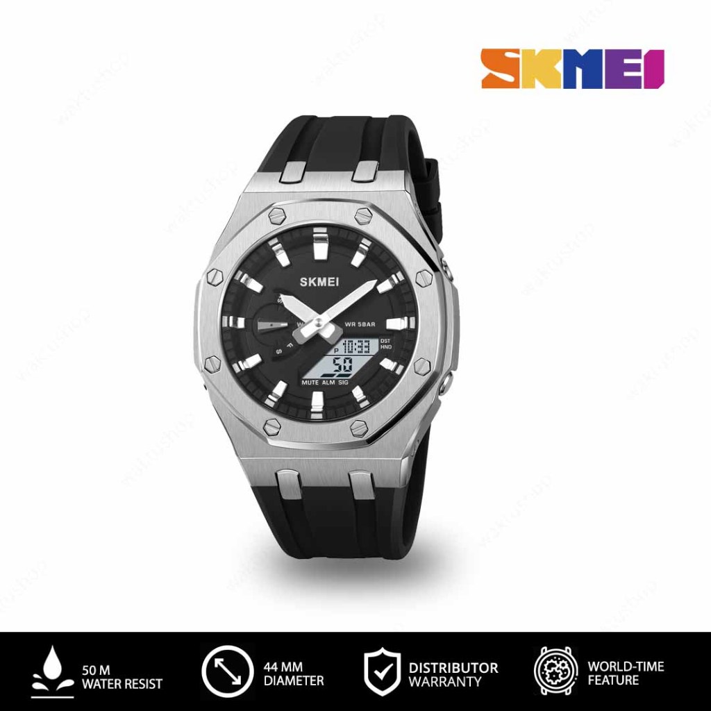 SKMEI 2243 Original Jam Tangan Dual Time Pria Silicon Tahan Air