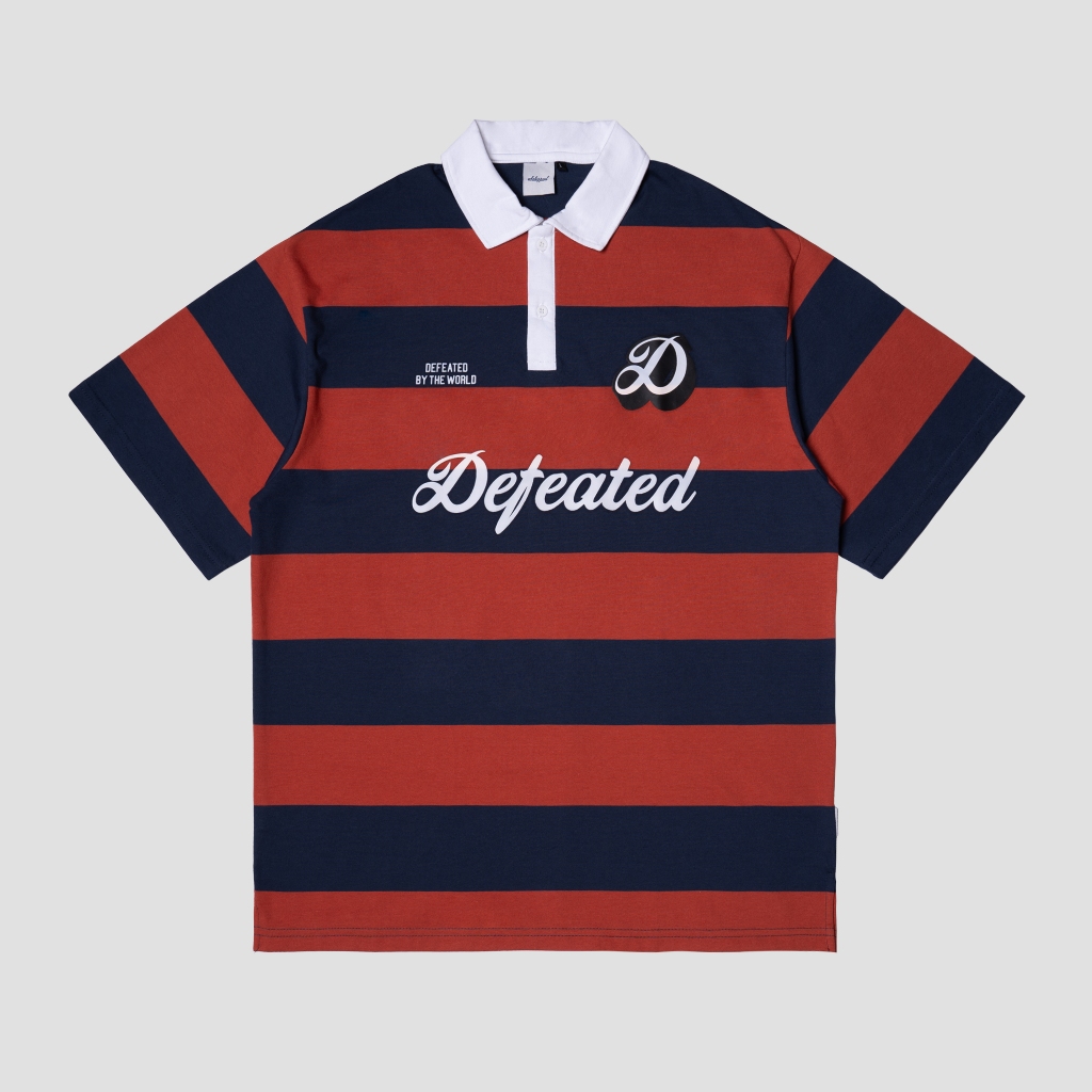Exhale Apparel Tshirt Kaos Polo Oversize Salur Stripes Defeated Red
