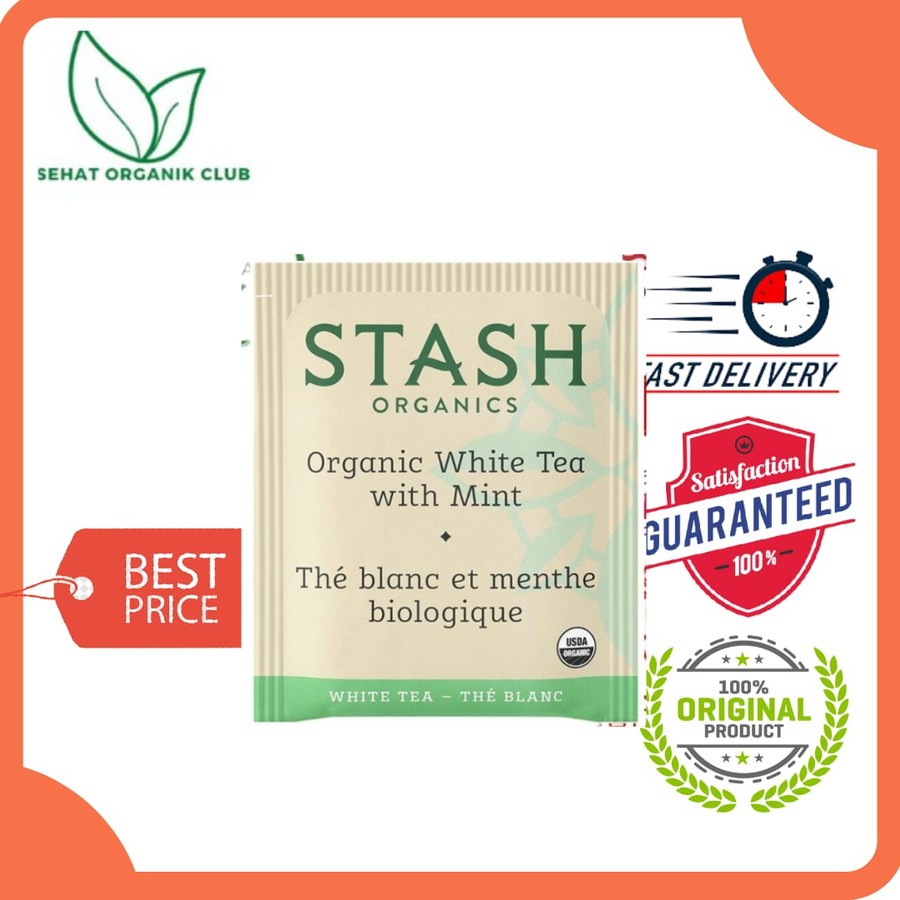 

Stash Tea Teh Organic Organik White Tea With Mint 1 Sachet