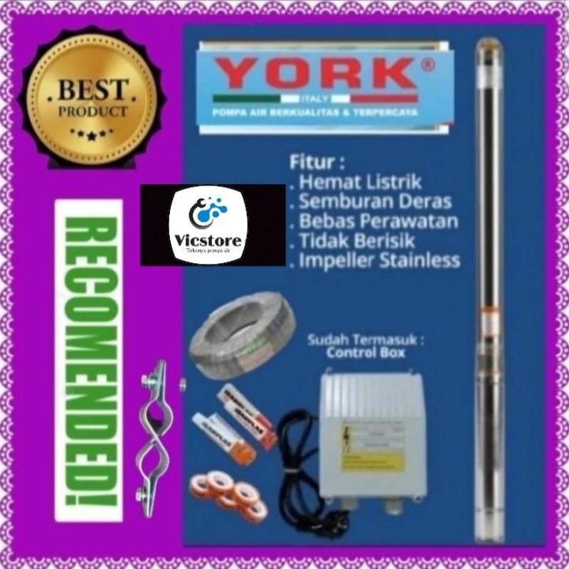 Pompa satelit 4 inchi York 1.5hp casing pipa sumur 4 inch submersible