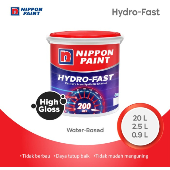 CAT KAYU BESI TEMBOK GLOSY NIPPON PAINT HYDROFAST 2,5L KILAP GLOSS Hydro Fast Cat Serbaguna Gloss