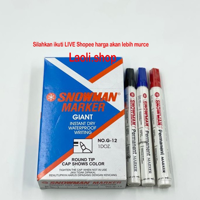 

SPIDOL PERMANENT SNOWMAN G-12 (1 PACK / 12 Pcs) 3 Warna