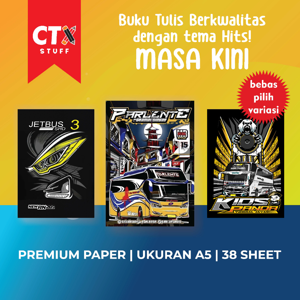 

BUS MANIA Buku Tulis A5/ Buku Tulis Sekolah CUSTOM Cover/Buku Tulis Unik/Buku Tulis Anak/Buku Tulis Anak Cowok