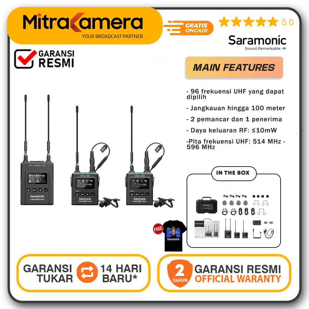 Saramonic UwMic9S Mini KIT2 Wireless Microphone Garansi Resmi