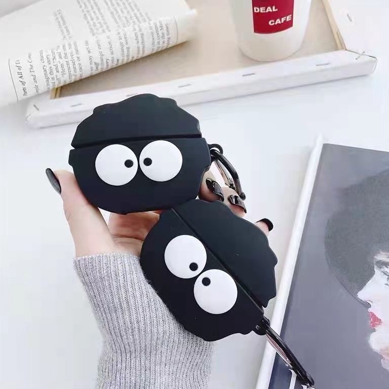 ART A23R Susuwatari  Spirited Away  Black Goo  Black Monster Casing AirPods Lucu Gen 1 2  Pro  3 Sil