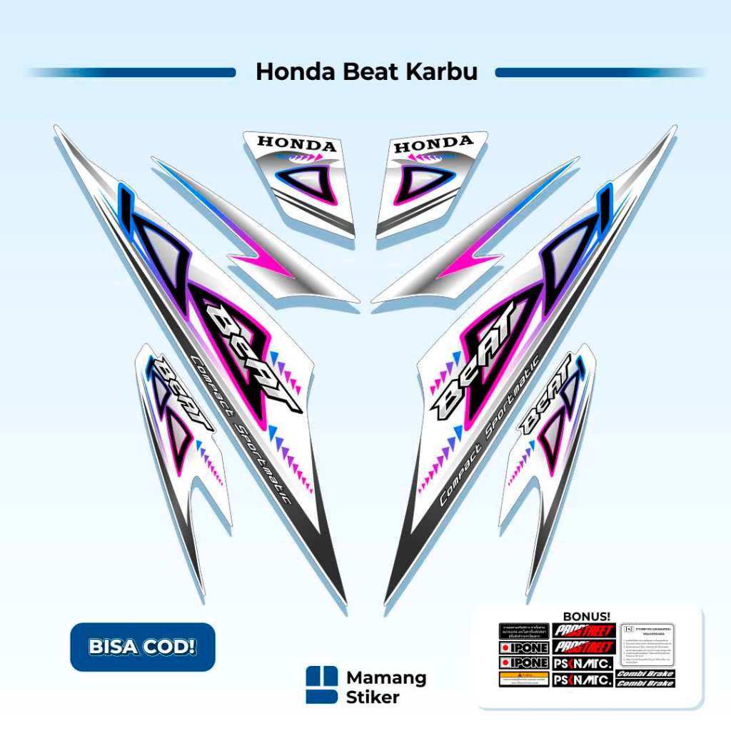 Striping Beat Karbu 110 Variasi (9) 2008 2009 2010 2011 2012 Vietnam Carbu Style Icon Thailand Api A