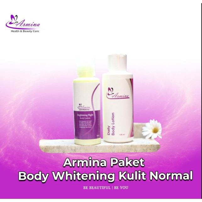ARMINA PAKET BODY LOTION  BODY LOTION WHITENING HAND BODY PEMUTIH ( PAGI DAN MALAM )