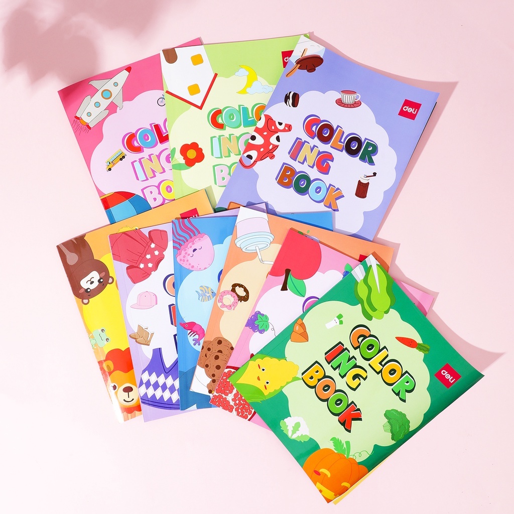

Deli Children Coloring Book / Buku Mewarnai Anak 12 Lembar Kertas 120G Berbagai Tema EN04X