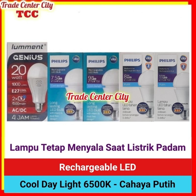 Lampu EMERGENCY LED Philips 7,5 8 9 11 watt Ecolink 11 watt Lumment 20 watt w Cahaya Putih Bohlam Da