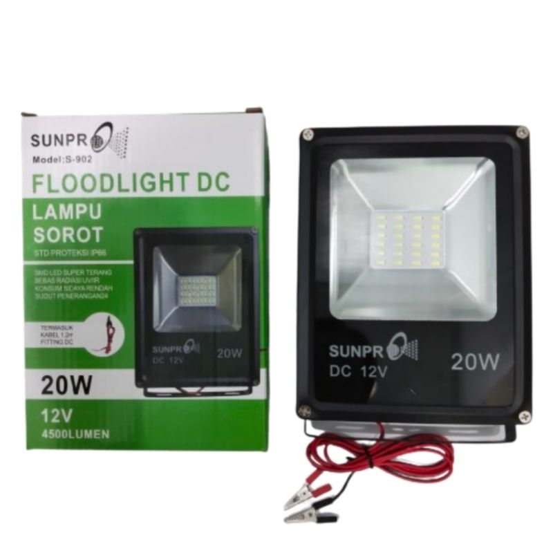 Lampu Sorot / LED Flood Light DC 12v 10w / 20w Putih SUNPRO S-901 S-902