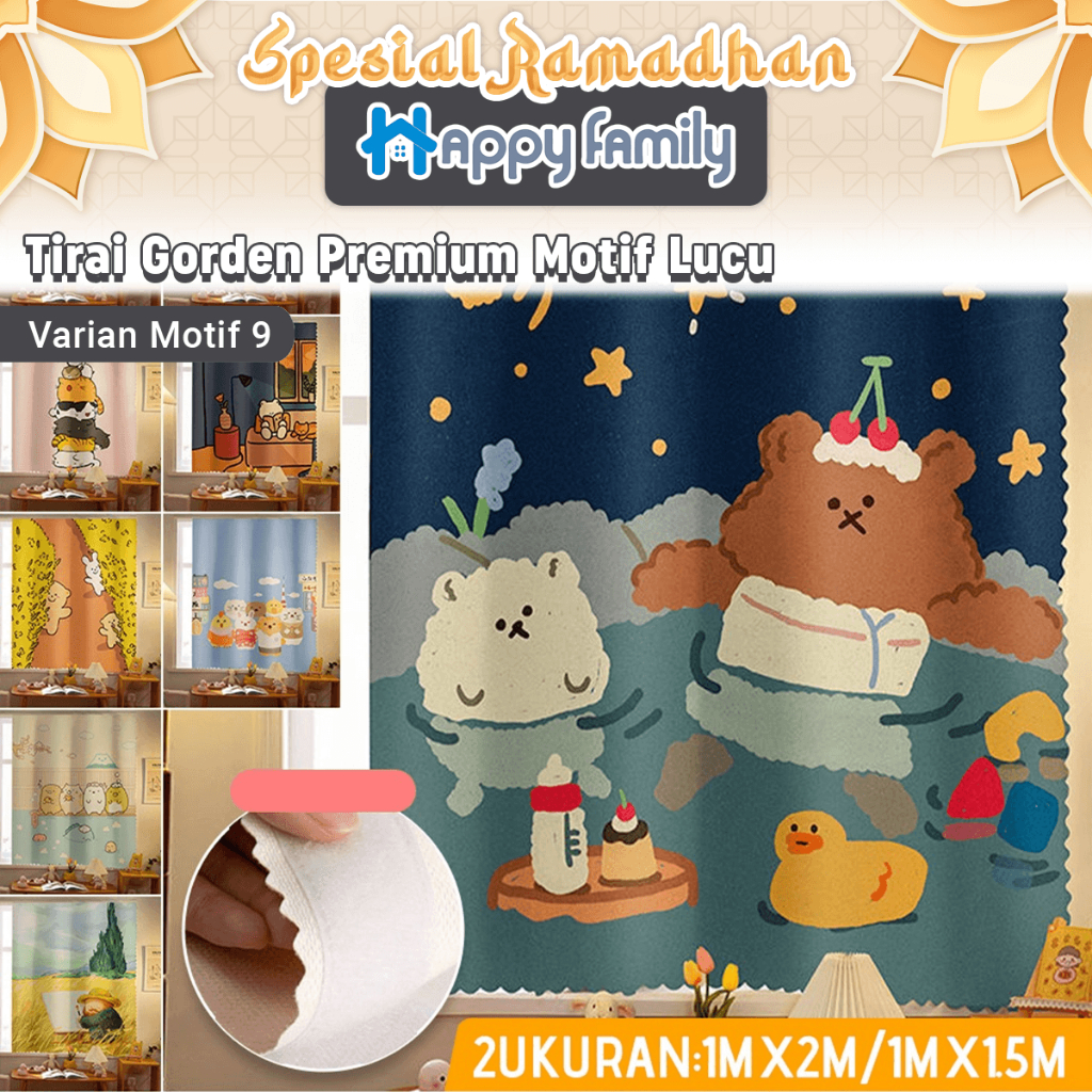 HappyFamily Gorden Blackout Kartun Magic /Tirai Hordeng FREE Tali &amp; Perekat Gorden Premium Tebal / 2 UKURAN
