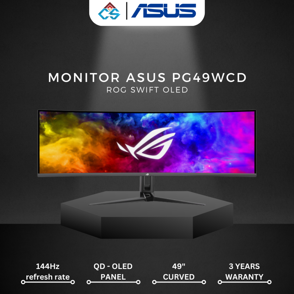ASUS ROG Swift OLED PG49WCD Gaming Monitor - 49-inch curved with 144Hz