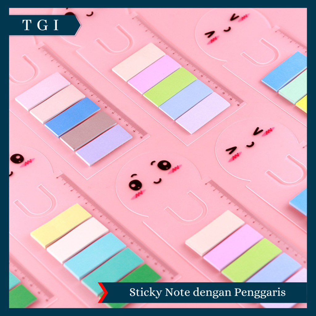 

TGI - KERTAS MEMO TEMPEL DENGAN PENGGARIS PENANDA BUKU STICKY NOTES MINI COLORFUL STICKY NOTE PENGGARIS MOTIF LUCU