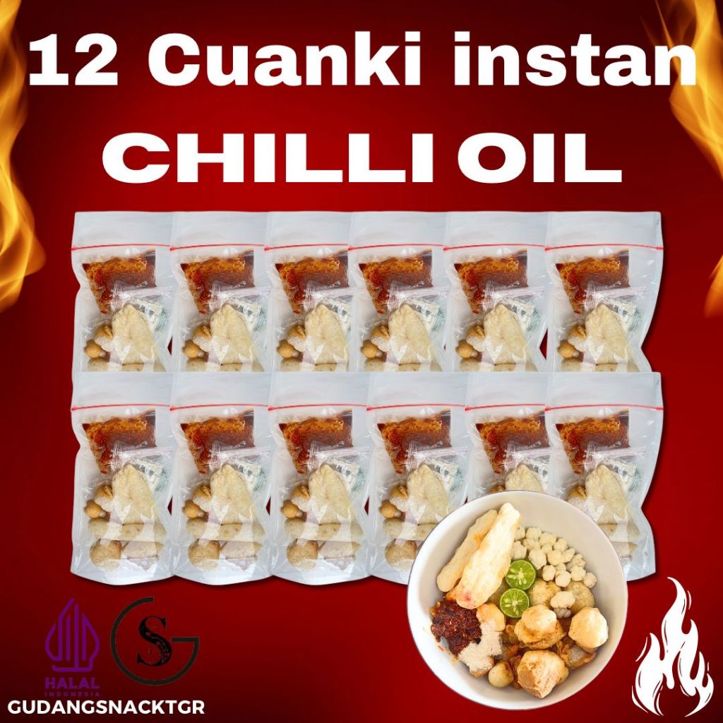 

12 Bungkus Cuanki Instan Dengan Sambal Chilli Oil Paket Hemat